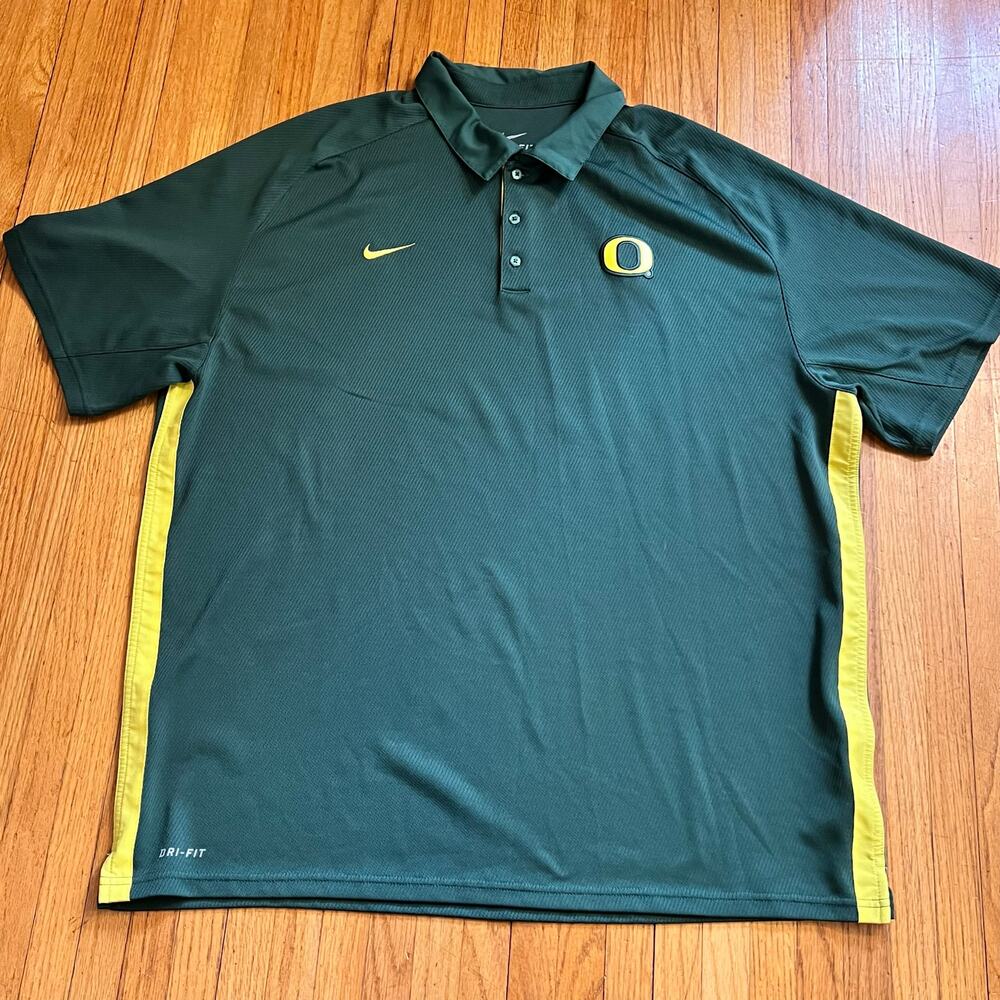 NIKE Oregon Ducks Polo Shirt Mens XXL Logo Golf Dri-fit Green Performance